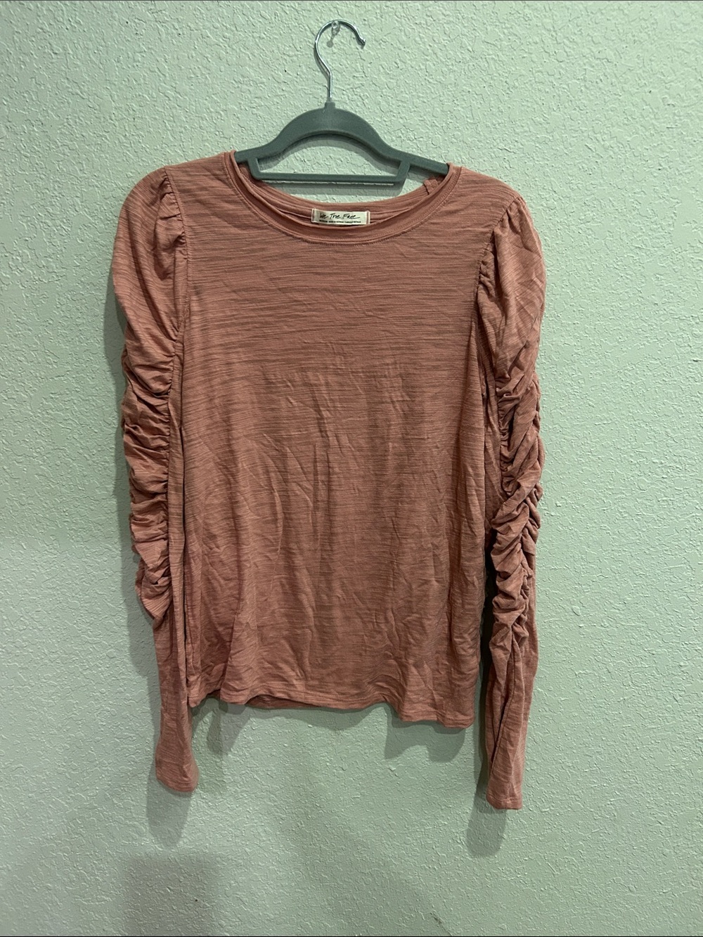 We The Free Ruched-Sleeve Long Sleeve Top - Dusty Rose
